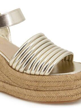 Kenneth Cole Women's Women's Shelby Wedge Sandal, Light Gold, 7.5